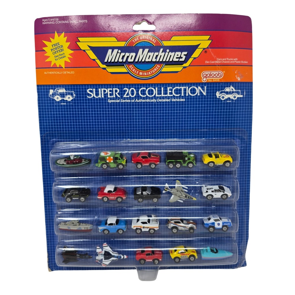 Vintage Galoob Micro Machines Super 20 Collection No 6406 20 Vehicles 1988 READ